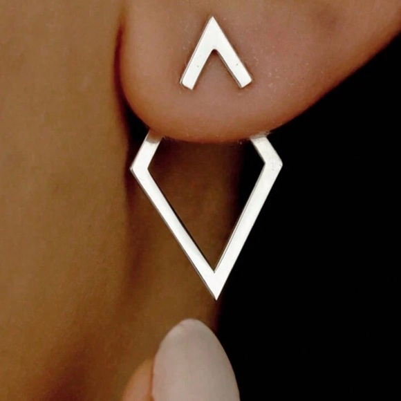 NEW!!! Modern Geometric Silver Earrings - Picture 1 of 5